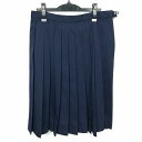 スクールスカート 大きいサイズ 冬物 w75-丈65 紺 中学 高校 プリーツ 学生服 制服 女子 中古 HK5844