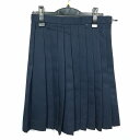 スクールスカート 冬物 w69-丈54 紺 中学 高校 プリーツ 学生服 制服 女子 中古 HK5845
