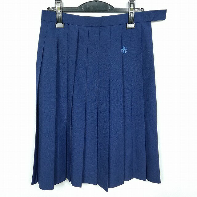 スクールスカート 夏物 w69-丈62 花紺 中学 高校 プリーツ 学生服 制服 女子 中古 HK5848