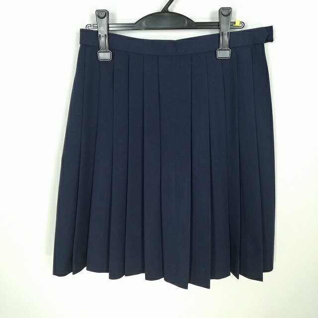 スクールスカート 冬物 w69-丈56 紺 中学 高校 プリーツ 学生服 制服 女子 中古 HK7659
