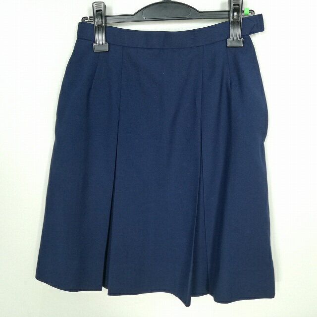 スクールスカート 冬物 w66-丈54 花紺 中学 高校 プリーツ 学生服 制服 女子 中古 HK7691