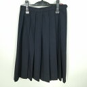 スクールスカート 冬物 w63-丈63 紺 中学 高校 プリーツ 学生服 制服 女子 中古 HK7705