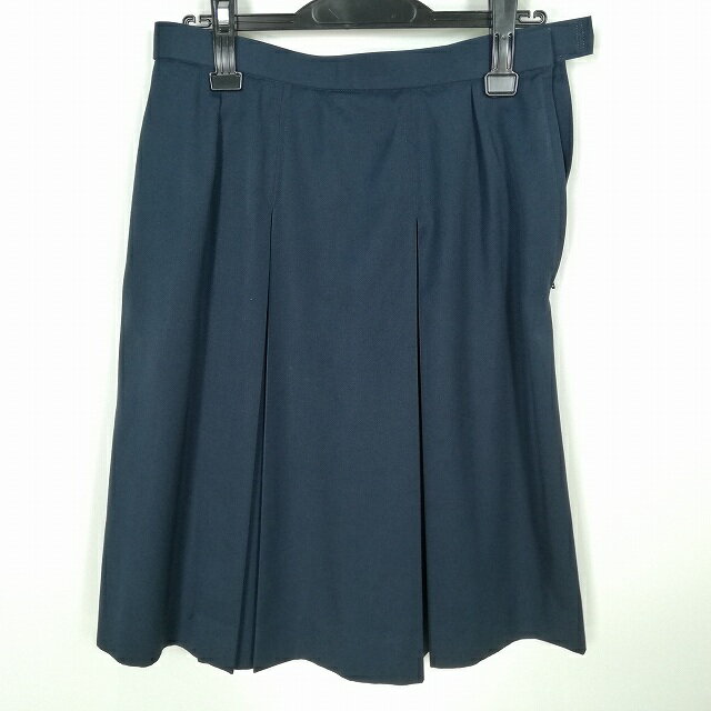 スクールスカート 大きいサイズ 冬物 w72-丈60 花紺 中学 高校 プリーツ 学生服 制服 女子 中古 HK7725