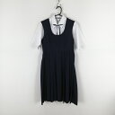 ジャンパースカート 紐タイ バスト86 ウエスト72 冬物 女子 学生服 中学 高校 紺 制服 中古 ランクC NA3071