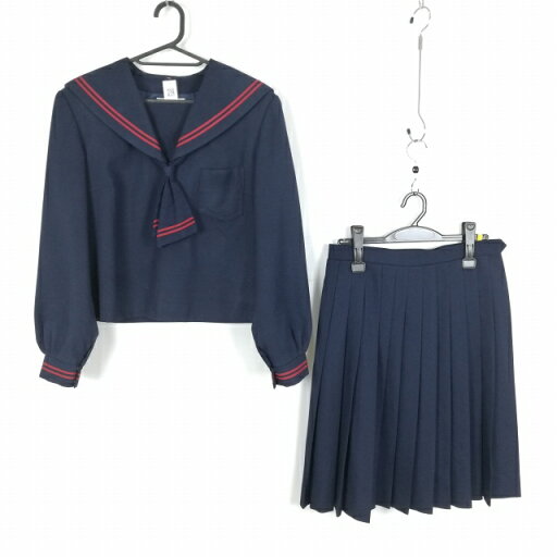 セーラー服 スカート ネクタイ 上下3点セット 175A 大きいサイズ カンコー 赤2本線 女子 学生服 中学 高校 紺 中古 ランクC NA4219 セーラー服 スカート ネクタイ 上下3点セット 175A 大きいサイズ カンコー 赤2本線 女子 学生服 中学 高校 紺 中古 ランクC NA4219