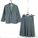 ブレザー スカート 上下2点セット 冬物 女子 学生服 中学 高校 グレー 制服 中古 ランクC NA6242