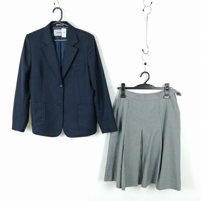 ブレザー スカート 上下2点セット 165A カンコー 冬物 女子 学生服 中学 高校 紺 制服 中古 ランクC NA6248