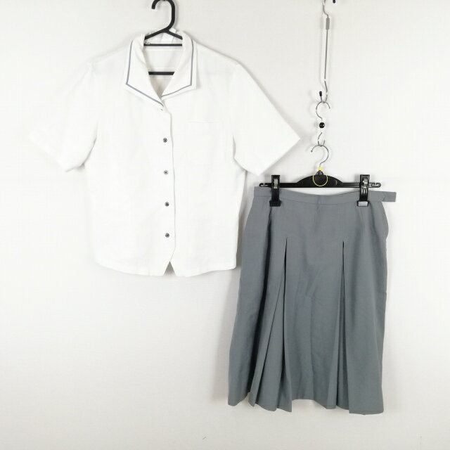 ブラウス スカート 上下2点セット LL 富士ヨット 夏物 女子 学生服 宮崎南高校 白 制服 中古 ランクC NA6274