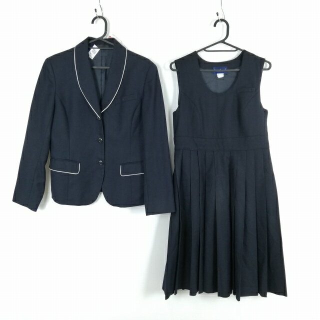 ブレザー ジャンパースカート 上下2点セット 指定 160A 冬物 女子 学生服 熊本尚絅中学高校 紺 制服 中古 ランクC NA7510