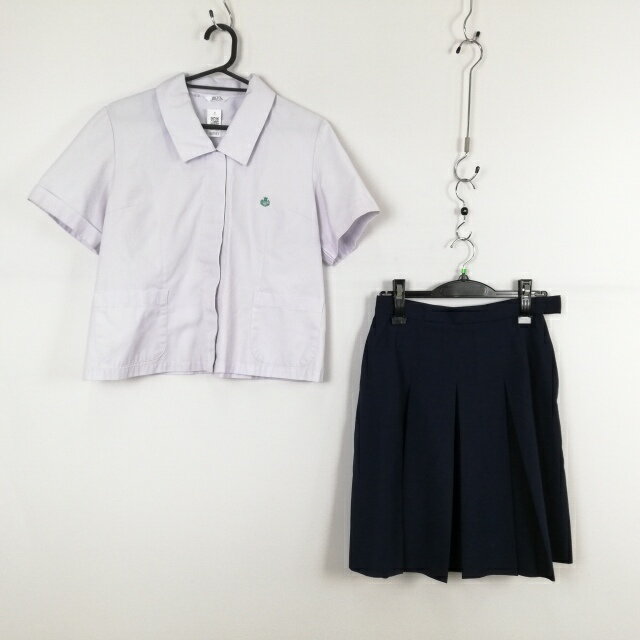 ブラウス スカート 上下2点セット 大きいサイズ 富士ヨット 夏物 女子 学生服 兵庫飾磨高校 白 制服 中古 ランクC NA7553