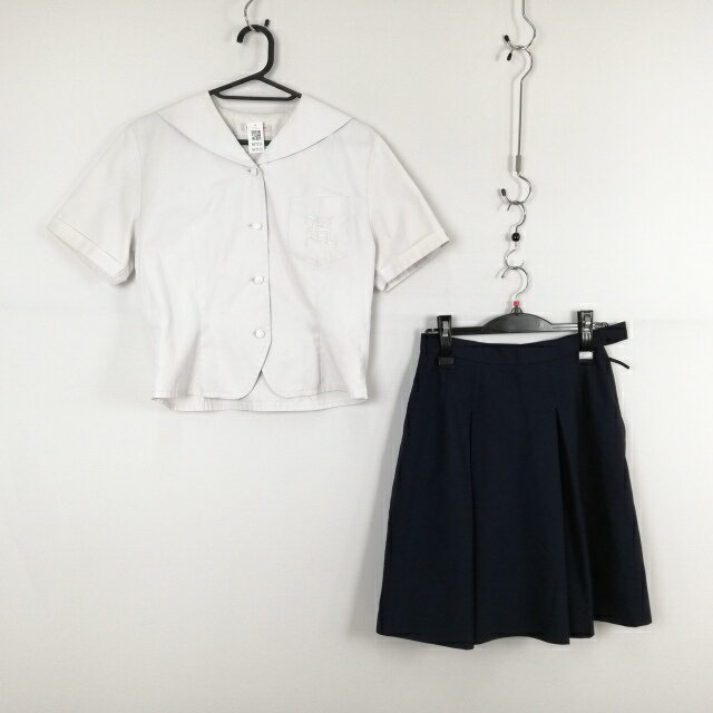 セーラー服 スカート 上下2点セット カンコー 夏物 女子 学生服 兵庫姫路高校 白 制服 中古 ランクC NA7555