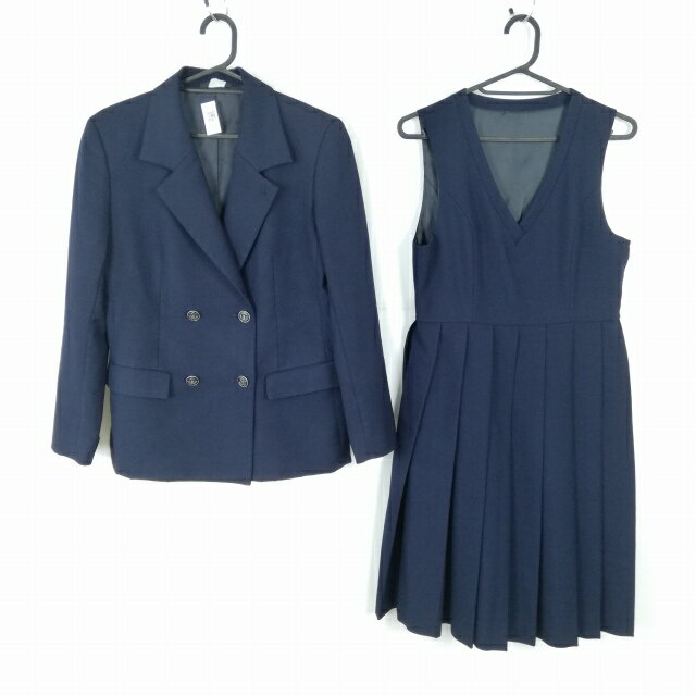 ブレザー ジャンパースカート 上下2点セット 冬物 女子 学生服 佐賀北高校 紺 制服 中古 ランクC NA7688