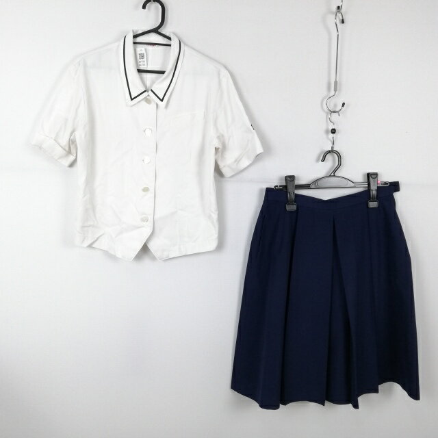 ブラウス スカート 上下2点セット カンコー 夏物 女子 学生服 鹿児島松陽高校 白 制服 中古 ランクC NA7785
