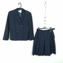 ブレザー スカート 上下2点セット SR 冬物 女子 学生服 中学 高校 紺 制服 中古 ランクC EY0368