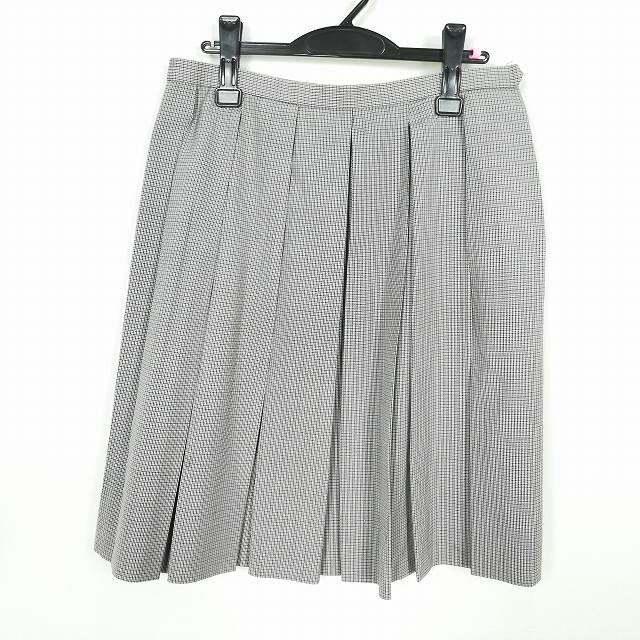 スクールスカート 大きいサイズ 夏物 w72-丈59 チェック 中学 高校 プリーツ 学生服 制服 女子 中古 HK1367
