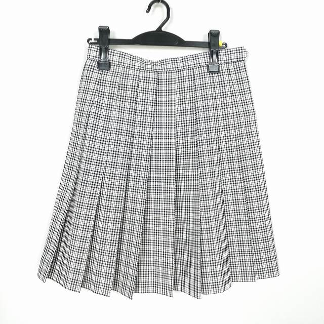 スクールスカート 夏物 w69-丈56 チェック 中学 高校 プリーツ 学生服 制服 女子 中古 HK1414