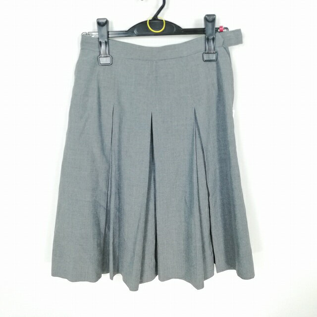 スクールスカート 夏物 w63-丈57 グレー 中学 高校 プリーツ 学生服 制服 女子 中古 HK4050