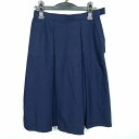 スクールスカート 冬物 w69-丈65 紺 中学 高校 プリーツ 学生服 制服 女子 中古 HK5871