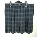 スクールスカート 大きいサイズ 冬物 w90-丈54 チェック 中学 高校 プリーツ 学生服 制服 女子 中古 HK9453