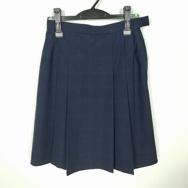 スクールスカート 夏物 w66-丈56 チェック 中学 高校 プリーツ 学生服 制服 女子 中古 HK9475