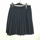 スクールスカート 冬物 w66-丈55 紺 中学 高校 プリーツ 学生服 制服 女子 中古 HK9497
