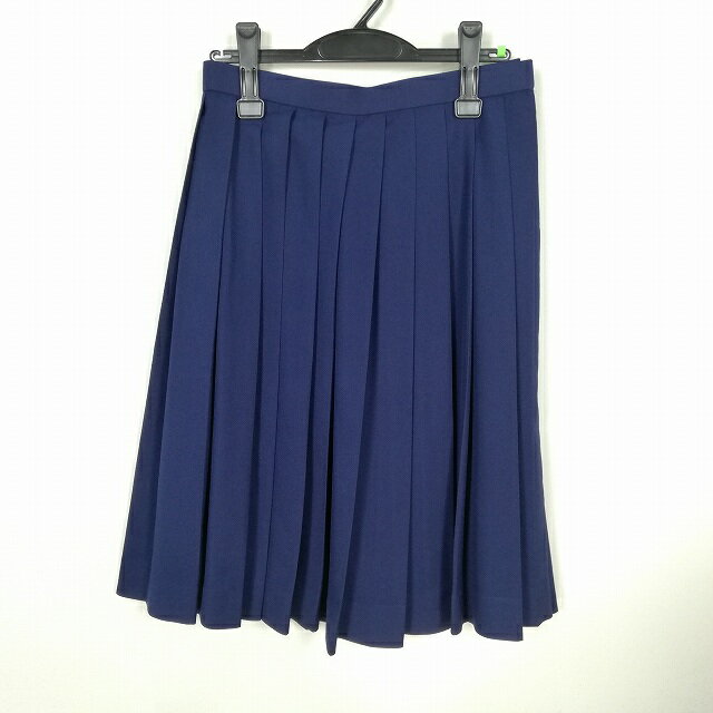 スクールスカート 冬物 w66-丈63 花紺 中学 高校 プリーツ 学生服 制服 女子 中古 HK9510