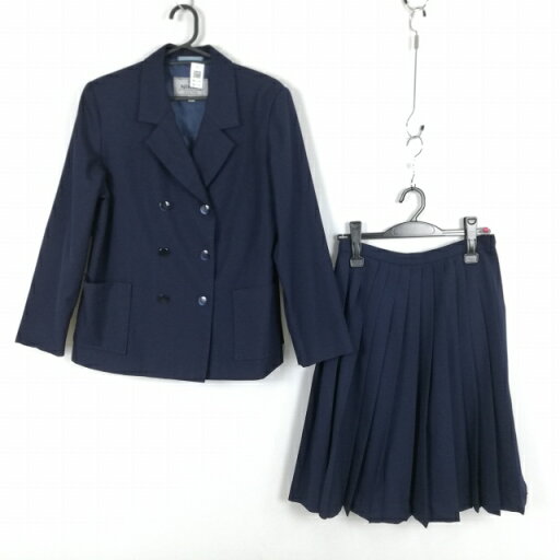 ブレザー スカート 上下2点セット 165A 大きいサイズ 冬物 女子 学生服 中学 高校 紺 制服 中古 ランクC NA1710 ブレザー スカート 上下2点セット 165A 大きいサイズ 冬物 女子 学生服 中学 高校 紺 制服 中古 ランクC NA1710