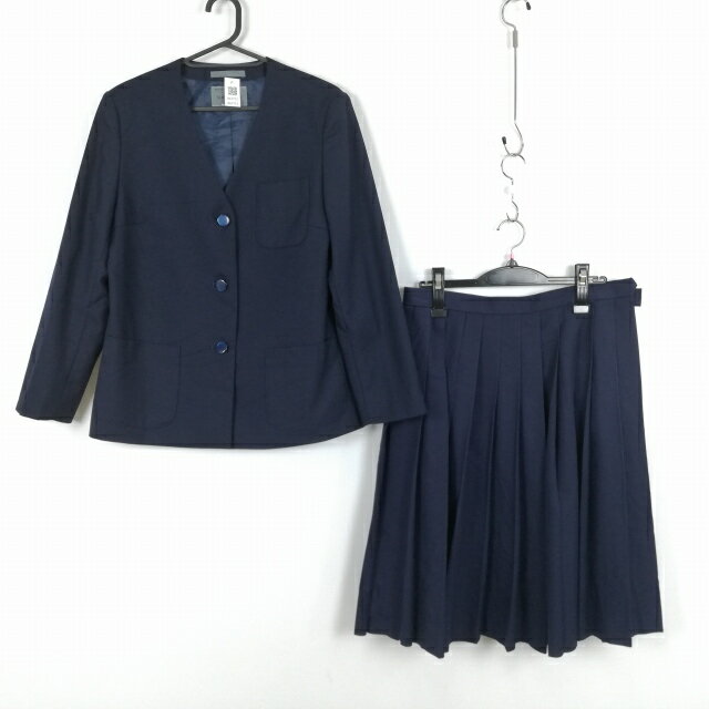 イートン スカート 上下2点セット 冬物 女子 学生服 中学 高校 紺 制服 中古 ランクC NA1713