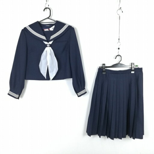 セーラー服 スカート スカーフ 上下3点セット トンボ 冬物 白3本線 女子 学生服 中学 高校 紺 制服 中古 ランクB NA3001 セーラー服 スカート スカーフ 上下3点セット トンボ 冬物 白3本線 女子 学生服 中学 高校 紺 制服 中古 ランクB NA3001