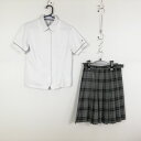 ブラウス チェックスカート 上下2点セット 165A 夏物 女子 学生服 鹿児島志布志高校 白 制服 中古 ランクC NA6257