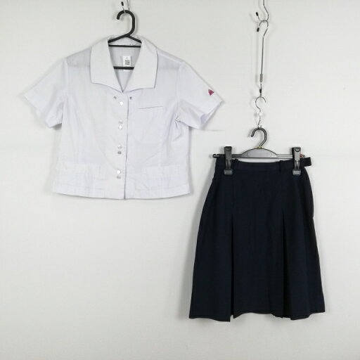 ブラウス スカート 上下2点セット L 夏物 女子 学生服 宮崎北高校 白 制服 中古 ランクC NA6260 ブラウス スカート 上下2点セット L 夏物 女子 学生服 宮崎北高校 白 制服 中古 ランクC NA6260