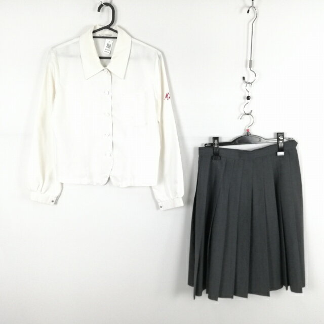 ブラウス スカート 上下2点セット 中間服 女子 学生服 宮崎商業高校 白 制服 中古 ランクC NA7899