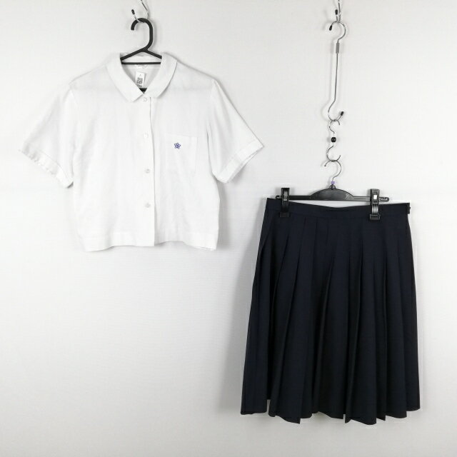 ブラウス スカート 上下2点セット 大きいサイズ 夏物 女子 学生服 高知大津中学 白 制服 中古 ランクC EY0488
