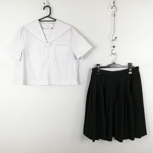 セーラー服 スカート 上下2点セット 175A 大きいサイズ トンボ 夏物 女子 学生服 中学 高校 白 制服 中古 ランクC EY0489 セーラー服 スカート 上下2点セット 175A 大きいサイズ トンボ 夏物 女子 学生服 中学 高校 白 制服 中古 ランクC EY0489
