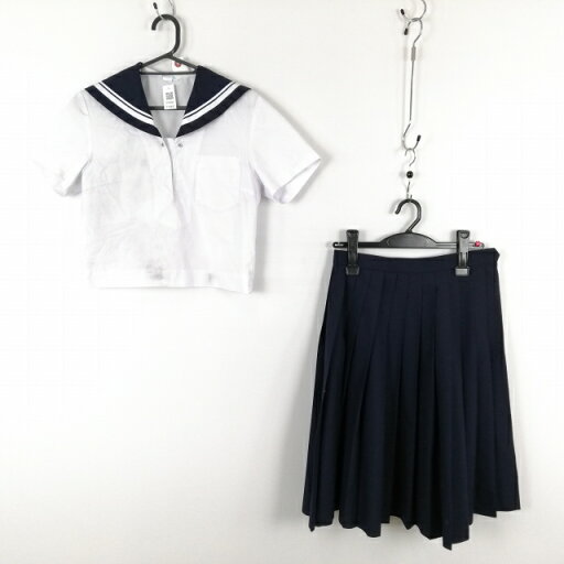 セーラー服 スカート 上下2点セット 夏物 白2本線 女子 学生服 中学 高校 白 制服 中古 ランクC EY0492 セーラー服 スカート 上下2点セット 夏物 白2本線 女子 学生服 中学 高校 白 制服 中古 ランクC EY0492