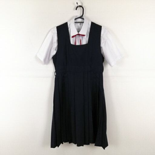 ジャンパースカート 紐タイ バスト86 ウエスト72 冬物 女子 学生服 中学 高校 紺 制服 中古 ランクC EY1558 ジャンパースカート 紐タイ バスト86 ウエスト72 冬物 女子 学生服 中学 高校 紺 制服 中古 ランクC EY1558