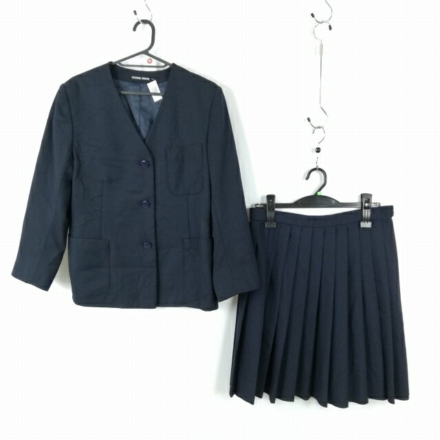イートン スカート 上下2点セット 冬物 女子 学生服 中学 高校 紺 制服 中古 ランクC EY1611