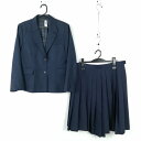 ブレザー スカート 上下2点セット 大きいサイズ カンコー 冬物 女子 学生服 中学 高校 紺 制服 中古 ランクC EY1612