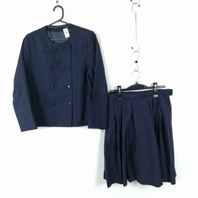 ジャケット スカート 上下2点セット 大きいサイズ 冬物 女子 学生服 中学 高校 紺 制服 中古 ランクC EY1618