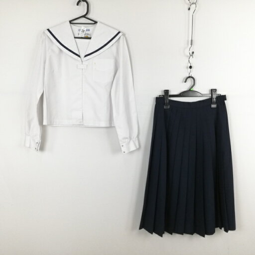 セーラー服 スカート 上下2点セット 170A 大きいサイズ 中間服 青1本線 女子 学生服 中学 高校 白 制服 中古 ランクC EY6229 セーラー服 スカート 上下2点セット 170A 大きいサイズ 中間服 青1本線 女子 学生服 中学 高校 白 制服 中古 ランクC EY6229