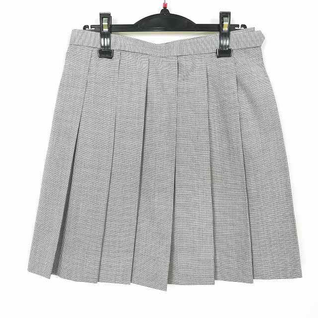 スクールスカート 夏物 w63-丈48 チェック 中学 高校 プリーツ 学生服 制服 女子 中古 HK1621