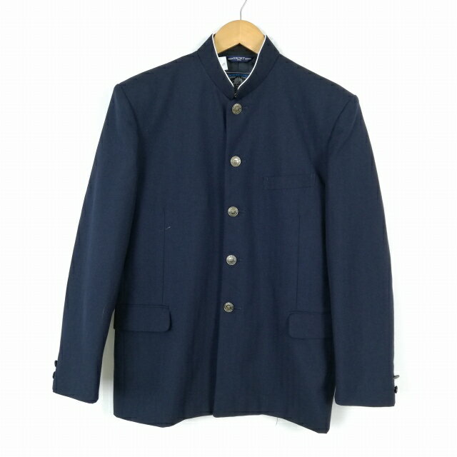 学生服 学ラン 175A 男子 富士ヨット 上着 ウール混 学校指定制服 ラウンドカラー 紺 中古 ランクC a3 JJ6645