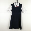 ジャンパースカート 紐タイ バスト80 ウエスト66 冬物 女子 学生服 中学 高校 紺 制服 中古 ランクC NA4343