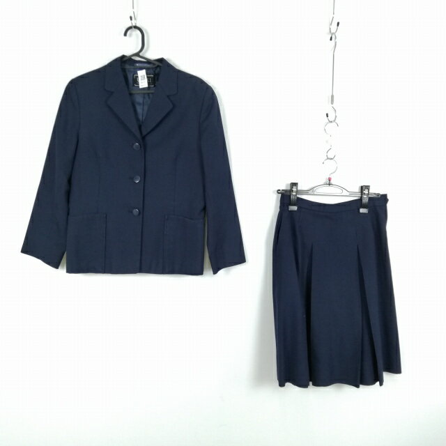 ブレザー スカート 上下2点セット 冬物 女子 学生服 中学 高校 紺 制服 中古 ランクC NA6292