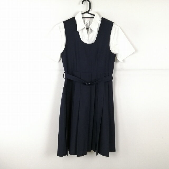 ジャンパースカート バスト86 ウエスト74 夏物 女子 学生服 中学 高校 紺 制服 中古 ランクC NA7279