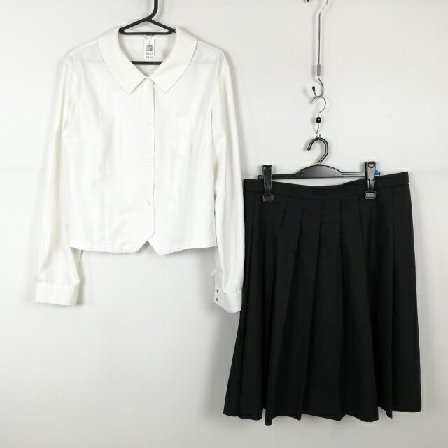 ブラウス スカート 上下2点セット 大きいサイズ 中間服 女子 学生服 中学 高校 白 制服 中古 ランクC NA8162