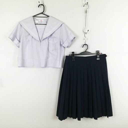 セーラー服 スカート 上下2点セット L 大きいサイズ 富士ヨット 夏物 白2本線 女子 学生服 中学 高校 白 制服 中古 ランクC EY0496 セーラー服 スカート 上下2点セット L 大きいサイズ 富士ヨット 夏物 白2本線 女子 学生服 中学 高校 白 制服 中古 ランクC EY0496