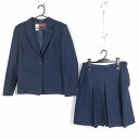 ブレザー スカート 上下2点セット トンボ 冬物 女子 学生服 中学 高校 紺 制服 中古 ランクC EY0500