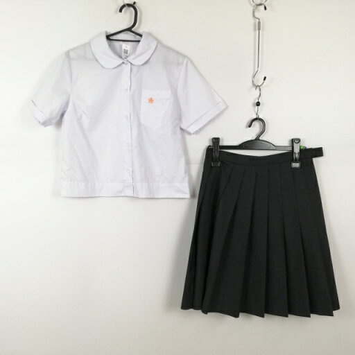 ブラウス スカート 上下2点セット 160 夏物 女子 学生服 中学 高校 白 制服 中古 ランクB EY0505 ブラウス スカート 上下2点セット 160 夏物 女子 学生服 中学 高校 白 制服 中古 ランクB EY0505