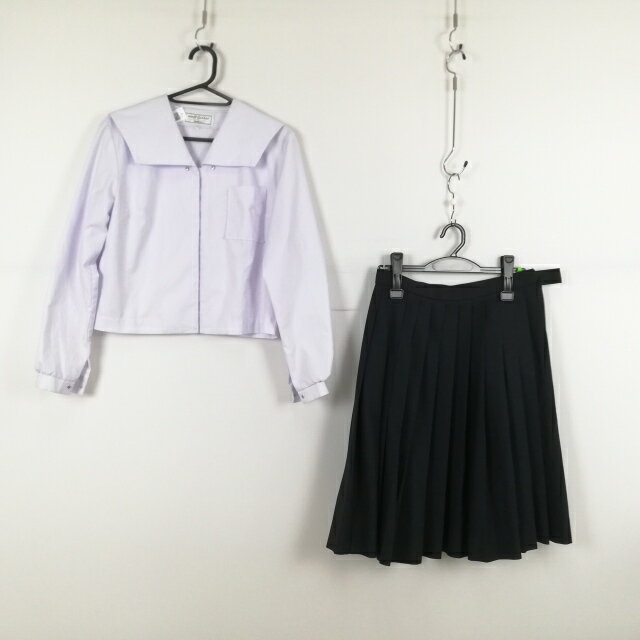 セーラー服 スカート 上下2点セット L 中間服 女子 学生服 中学 高校 白 制服 中古 ランクC EY1641